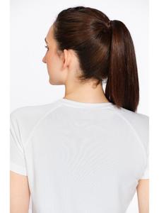 Camiseta Deportiva Blanca Sólida para Mujer de Munns & Mars con Tela de Poliéster y Diseño de Cuello Redondo para Gimnasio, Correr, Entrenamiento - Product Image 4