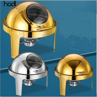 HADI prix d'usine grand couvercle en verre en acier inoxydable de luxe chauffe-plat or source d'alimentation en carburant pour réchauffer l'équipement de maintien