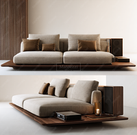 Canapé d'angle moderne italien OEHOME en velours et cuir, mobilier décontracté en bois, élégant et luxueux, avec housse amovible et dossier divisé haute densité