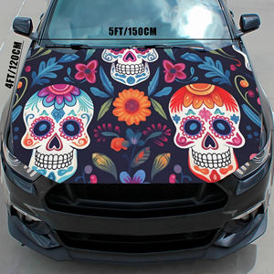 Funda para Capó <span class=keywords><strong>de</strong></span> Coche con Diseño del Día <span class=keywords><strong>de</strong></span> los Muertos Mexicano, 120x150cm, Bandera para Motor Delantero en Material <span class=keywords><strong>de</strong></span> Poliéster - Product Image 2