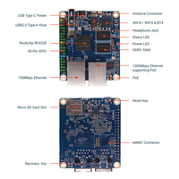 Ordinateur monocarte Radxa ROCK Pi E RK3328 Quad Core 64 bits avec Wi-Fi 5, Bluetooth 5, 512 Mo de stockage et 1 Go de RAM – Carte de développement mini-mère