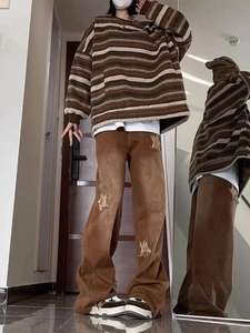 Fabricante de bajo precio al por mayor de las mujeres de estilo retro Pantalones vaqueros de pierna ancha de cintura alta Hip-hop Ropa de calle de verano - Product Image 5