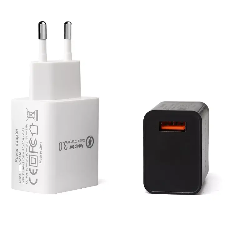 EU AU Plug QC 18W USB Adaptor Pengisi Daya Dinding untuk Ponsel Pintar Tablet GPS MP3 MP4 Earphone Kamera Digital