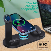 Estación de Carga Inalámbrica 3 en 1, Cargador Rápido de 15W para Múltiples Dispositivos, Compatible con iPhone, Watch y AirPods