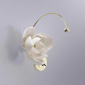 Lotus lorong Modern koridor lampu dinding dekorasi Amerika ruang tamu kamar tidur samping tempat tidur keramik bunga lampu Led - Product Image 1
