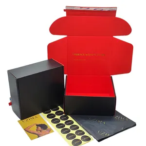 Eko dostu özel baskılı 10x8x4 kargo siyah kırmızı mat renkli bir-rmani düz karton markalı posta kutuları toptan