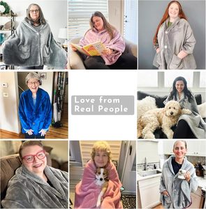<span class=keywords><strong>Poncho</strong></span>-couverture double couche de qualité supérieure sans manches, facile à mettre et à enlever – Prêt à porter – 2 poches – Cadeaux pour femmes - Product Image 4