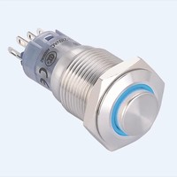 ELEWIND Interrupteur à bouton-poussoir momentané en acier inoxydable 16 mm IP67 avec anneau lumineux (PM162H-11E/R/12V/S/IP67, CE, ROHS)