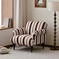 Fauteuil de détente en bois à rayures, style rétro moderne du milieu du siècle, directement de l'usine, pour salon, chambre, bureau à domicile, hôtel