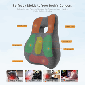 Coussin <span class=keywords><strong>de</strong></span> soutien lombaire en mousse à mémoire <span class=keywords><strong>de</strong></span> forme, tissu tricoté, emballage en rouleau, pour chaise <span class=keywords><strong>de</strong></span> <span class=keywords><strong>bureau</strong></span>, usine OEM ODM YUE RISE - Product Image 2