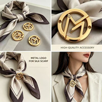 Étiquettes de logo métalliques rondes découpées au laser en 3D, dorées et de luxe, avec motif rectangulaire pour vêtements