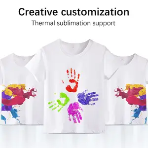 Sublimation 100% Polyester T Shirt For Kids White Blank T Shirt Toddler Boys Baby Kids Polyester Clothes For Sublimation