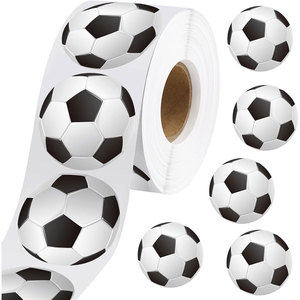 1 rouleau/500 feuilles d'autocollants de football autocollants de balle créatifs personnalisés autocollants de sceau d'emballage pour enfants - Product Image 2