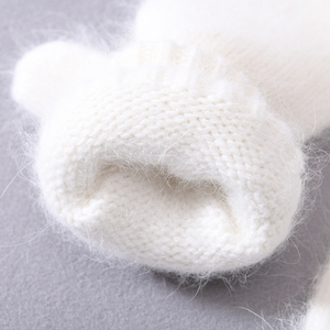 Vente en gros de mitaines longues en <span class=keywords><strong>laine</strong></span> duveteuses tricotées pour les doigts, douces, extensibles, douces et chaudes, gants d'hiver en cachemire personnalisés pour femmes - Product Image 5