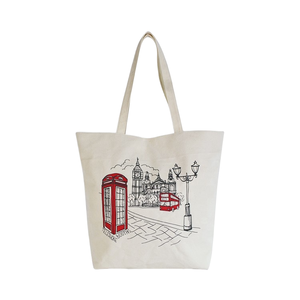 Bolso de Mano Personalizado de Lona de Algodón con Diseño Impreso en Seda de 4 Colores, Estilo Vintage para Mujer, Portátil, para Todas las Temporadas - Product Image 1