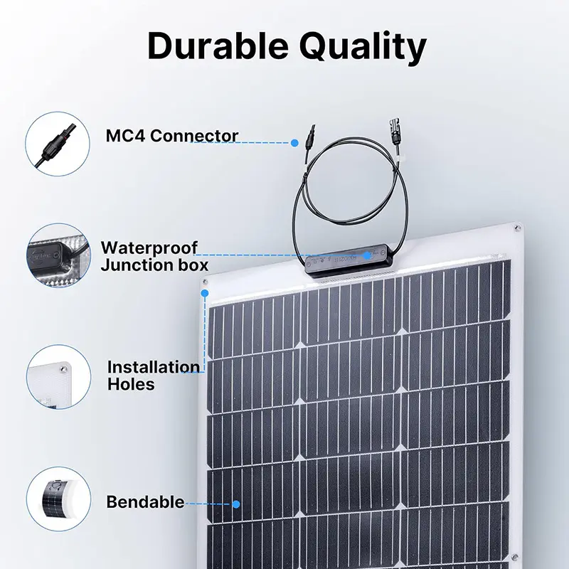 flexibles solarpanel mit hoher effizienz 12 v 100 w 150 w monokristallines solarpanel solar flexible 12 v 200 w flexible solarpanels