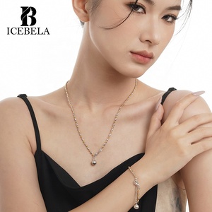 ICEBELA fabricante <span class=keywords><strong>Funky</strong></span> 38cm temperamento S925 plata esterlina 18K oro rodio a juego cuenta colgante collar mujeres - Product Image 5