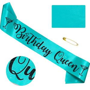 Fascia Nera Glitterata 'Birthday Queen' per Donne, Fascia 'Happy Birthday' per 18°, 21°, 30°, 40°, 50° <span class=keywords><strong>Compleanno</strong></span> - Product Image 1