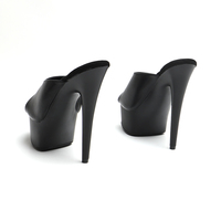 15CM / 6 pouces mat PU supérieur femmes été talons hauts plate-forme Peep Toe pantoufles sandales pôle chaussures de danse