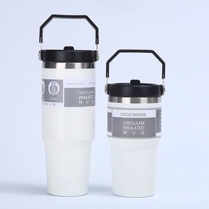 Bouteille d'eau tendance 30 oz en acier inoxydable, gobelet isotherme avec poignée et paille, étanchéité anti-fuite, cadeaux d'affaires, écologique - Product Image 6