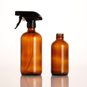4oz Amber Boston Botellas de vidrio redondas 8oz Botellas de color marrón oscuro Embalaje Botella de spray para aceite corporal - Product Image 3