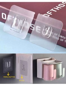 K1256 Seamless <b>Plastic</b> Wall <b>Hooks</b> Double-Sided Multifunction for Bathroom Kitchen Door Storage Holders - Product Image 6