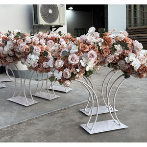 Centros de mesa para bodas, adorno de estilo otoñal con soporte, guía de camino de flores artificiales, arco de peonía rosa para decoración de eventos - Product Image 2