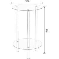 Table basse ronde moderne en acrylique détachable à 2 niveaux, table de chevet multifonctionnelle transparente pour petits espaces