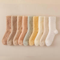 Chaussettes de nuit pour femmes en spandex/polyester, épaisses, moelleuses, chaudes, antidérapantes, respirantes, en crochet, couleur unie, personnalisables