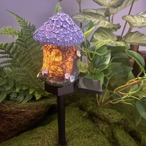 Lampe solaire LED YN pour pelouse, maison de fée miniature multi-artisanale, décoration extérieure alimentée par l'énergie solaire, lumière de jardin LED, <span class=keywords><strong>chalet</strong></span> en résine - Product Image 6