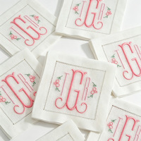 Serviettes en lin 100% faites à la main, brodées, carrées, réutilisables, pour la maison