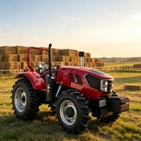 Tractor Agrícola Diésel 4x4 de 90HP con Sistema PTO Hidráulico y Enganche de Tres Puntos