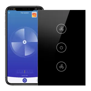 SMATRUL EUA Vida Inteligente Temporizador Remoto Velocidade Wall Glass APP Controle Trabalho com Alexa Google Casa Tuya Wifi Toque Interruptor Ventilador de Teto