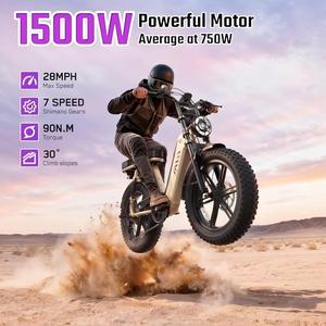 Bicicleta Eléctrica R7 Fatbike 48V <span class=keywords><strong>de</strong></span> Litio, Bicicleta Eléctrica Deportiva <span class=keywords><strong>de</strong></span> Montaña, Cuadro <span class=keywords><strong>de</strong></span> Acero <span class=keywords><strong>de</strong></span> 20 Pulgadas, Neumáticos Gruesos, Bicicleta Eléctrica <span class=keywords><strong>Mtb</strong></span>, Ebike - Product Image 5