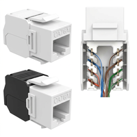 Modul Jaringan Cat6 Keystone Jack RJ45 UTP Tanpa Alat 8P8C Konektor Soket Betina Ethernet Panel Dinding Patch Panel PC Putih Hitam