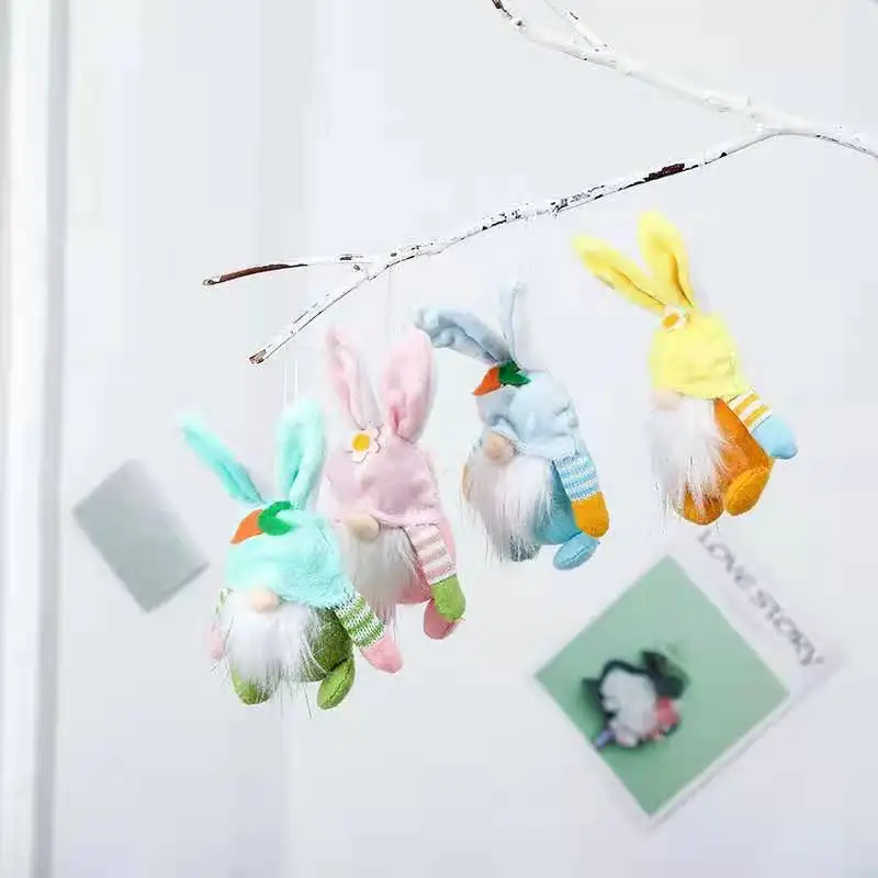 Hiasan kurcaci Kelinci Paskah kamar anak perempuan Nordik Swedia Nisse Skandinavia Tomte Elf ornamen kurcaci 6cm desain tas dekorasi rumah Festival