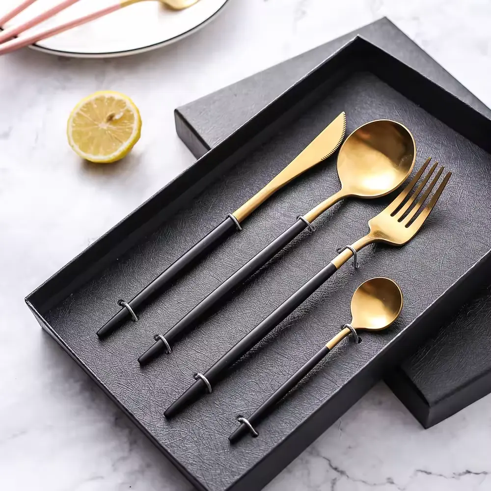 Factory Besteck Gold Flatware Set Juegos de Cubiertos Stainless Steel For Wedding Party Gift