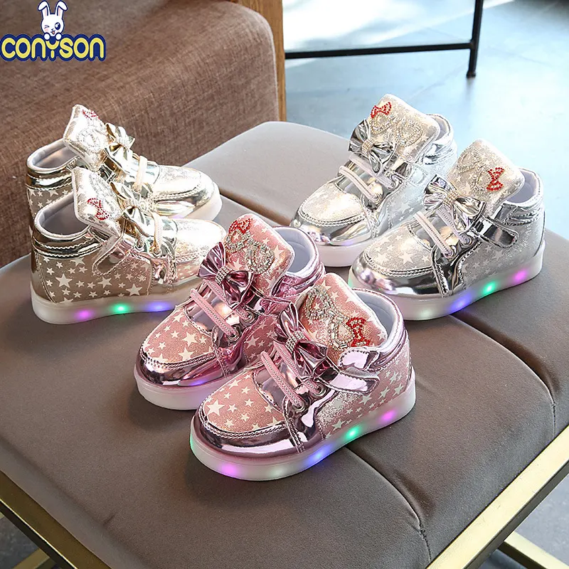 Conyson alta qualità piombo l'industria prezzo all'ingrosso scarpiera per bambini scarpe Casual luminose per bambini scarpe per bambini con luce Flash