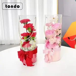 קופסת מתנה טונדו שקוף PVC קופסת פרחים סידור פרחים קופסת אריזת זר עגולה