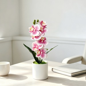 Orquídea Phalaenopsis Artificial Paulon, Bonsái de 7 Flores Amarillas y Blancas en Maceta, Decoración de Interiores, Adorno para Sala de Estar - Product Image 2