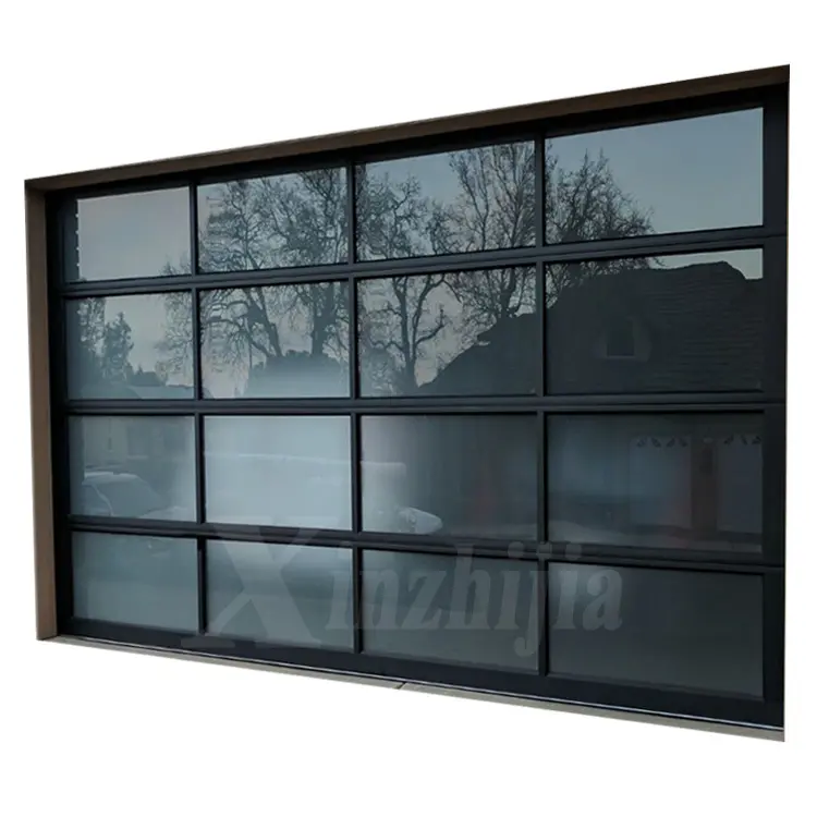 Panel Kaca Desain Bergulir Modern Aluminium Kaca Penuh Pintu Garasi
