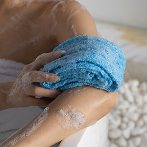 Nylon Exfoliating Bath Towel Long Strip <b>Back</b> <b>Scrubber</b> <b>Shower</b> Body Cleaning Tool Blue Black Gray Zhejiang Made - Product Image 3