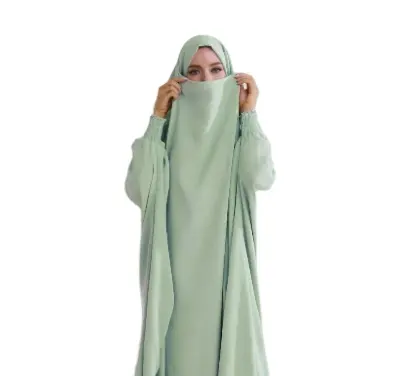 卸売イスラム教徒の女性KhimarロングNiqabイスラム服無地フルカバー祈りのドレス