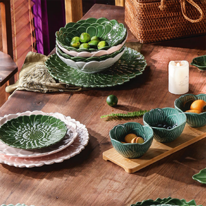 Service de table <span class=keywords><strong>en</strong></span> céramique de style nordique avec motif floral et feuillage, vaisselle <span class=keywords><strong>pour</strong></span> la maison, ensembles de vaisselle - Product Image 4