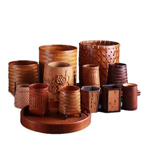 Handmade <b>Bamboo</b> Woven Tea Caddy Round 1-3L Traditional Tea Ceremony Storage <b>Container</b> Craft Basket - Product Image 5