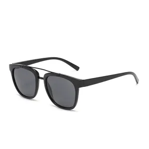 Glazzy Doule Nose Bridge Sunglasses Trendy Men Retro Square Sunglasses lunette homme lunette tactique lunettes anti reflex bleu