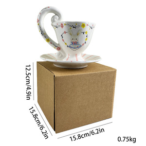 ชุดถ้วยและจานรองเซรามิกทำมือสไตล์ญี่ปุ่น ลายเมฆและพระจันทร์วาดด้วยมือ สำหรับชุดน้ำชายามบ่ายสุดหรู - Product Image 5