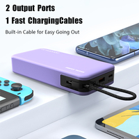 Batteries externes ultra-minces PD22.5W à design exclusif, 10000 mAh, avec câble intégré, supportant 3 appareils simultanément – Meilleures ventes