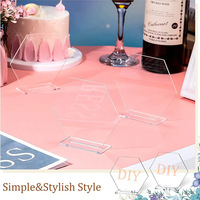 Numéro de table hexagonal transparent en acrylique, moderne, pour mariage, DIY, carte de place pour fête d'anniversaire, décoration