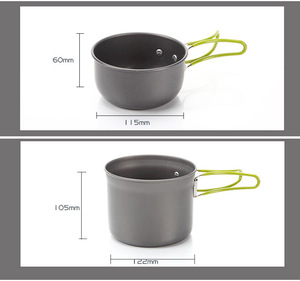 1-2 personas <span class=keywords><strong>Camping</strong></span> senderismo Picnic utensilios de cocina estufa olla juego de cuencos aluminio al aire libre Picnic olla juegos de cocina - Product Image 5